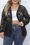 hulianfu Sexy Casual Solid See-through Cardigan Plus Size Overcoat