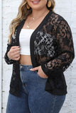 hulianfu Sexy Casual Solid See-through Cardigan Plus Size Overcoat