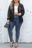 hulianfu Sexy Casual Solid See-through Cardigan Plus Size Overcoat