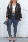 hulianfu Sexy Casual Solid See-through Cardigan Plus Size Overcoat