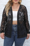 hulianfu Sexy Casual Solid See-through Cardigan Plus Size Overcoat
