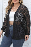 hulianfu Sexy Casual Solid See-through Cardigan Plus Size Overcoat