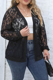 hulianfu Sexy Casual Solid See-through Cardigan Plus Size Overcoat