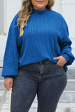 hulianfu Casual Solid Basic Turtleneck Plus Size Tops
