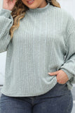 hulianfu Casual Solid Basic Turtleneck Plus Size Tops