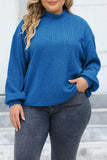 hulianfu Casual Solid Basic Turtleneck Plus Size Tops