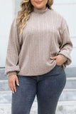 hulianfu Casual Solid Basic Turtleneck Plus Size Tops