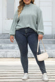 hulianfu Casual Solid Basic Turtleneck Plus Size Tops