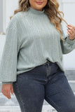 hulianfu Casual Solid Basic Turtleneck Plus Size Tops