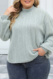 hulianfu Casual Solid Basic Turtleneck Plus Size Tops