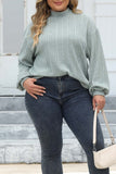 hulianfu Casual Solid Basic Turtleneck Plus Size Tops