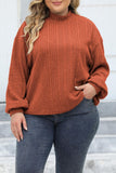 hulianfu Casual Solid Basic Turtleneck Plus Size Tops