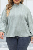 hulianfu Casual Solid Basic Turtleneck Plus Size Tops