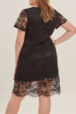 hulianfu Sexy Solid Lace V Neck Lace Dress Plus Size Dresses