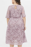 hulianfu Elegant Solid Lace V Neck A Line Plus Size Dresses