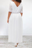 hulianfu Elegant Solid Lace O Neck A Line Plus Size Dresses