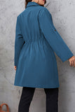 hulianfu Casual Solid Frenulum Turn-back Collar Plus Size Overcoat