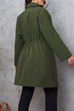 hulianfu Casual Solid Frenulum Turn-back Collar Plus Size Overcoat
