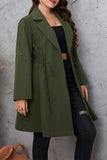 hulianfu Casual Solid Frenulum Turn-back Collar Plus Size Overcoat