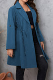 hulianfu Casual Solid Frenulum Turn-back Collar Plus Size Overcoat