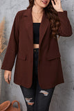 hulianfu Casual British Style Solid Pocket Turn-back Collar Plus Size Overcoat