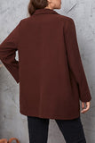 hulianfu Casual British Style Solid Pocket Turn-back Collar Plus Size Overcoat
