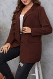 hulianfu Casual British Style Solid Pocket Turn-back Collar Plus Size Overcoat