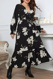hulianfu Elegant Floral Bandage V Neck A Line Plus Size Dresses