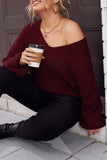 hulianfu Casual Simplicity Solid V Neck Plus Size Tops