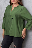 hulianfu Casual Striped Patchwork O Neck Plus Size Tops