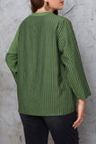 hulianfu Casual Striped Patchwork O Neck Plus Size Tops