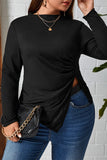 hulianfu Casual Solid Asymmetrical O Neck Plus Size Tops