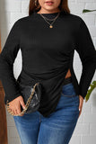 hulianfu Casual Solid Asymmetrical O Neck Plus Size Tops