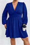 hulianfu Sexy Solid Fold V Neck Waist Skirt Plus Size Dresses