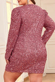 hulianfu Sexy Solid Sequins V Neck A Line Plus Size Dresses