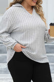 hulianfu Casual Solid Basic V Neck Plus Size Tops