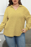 hulianfu Casual Solid Basic V Neck Plus Size Tops
