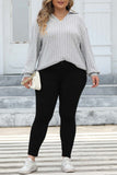 hulianfu Casual Solid Basic V Neck Plus Size Tops