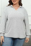 hulianfu Casual Solid Basic V Neck Plus Size Tops