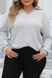 hulianfu Casual Solid Basic V Neck Plus Size Tops