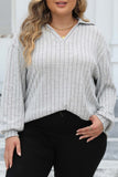 hulianfu Casual Solid Basic V Neck Plus Size Tops