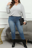 hulianfu Casual Solid Basic V Neck Plus Size Tops