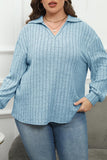 hulianfu Casual Solid Basic V Neck Plus Size Tops