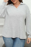 hulianfu Casual Solid Basic V Neck Plus Size Tops