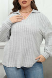 hulianfu Casual Solid Basic V Neck Plus Size Tops