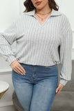 hulianfu Casual Solid Basic V Neck Plus Size Tops