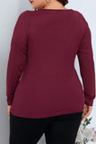 hulianfu Casual Solid Basic Oblique Collar Plus Size Tops