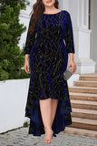 hulianfu Elegant Formal Solid Sequined Asymmetrical O Neck Trumpet Mermaid Plus Size Dresses
