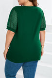 hulianfu Casual Solid Mesh V Neck Plus Size Tops