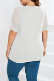 hulianfu Casual Solid Mesh V Neck Plus Size Tops